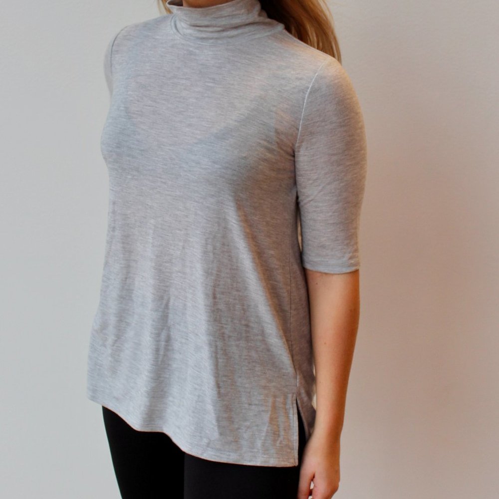Loft Modern Short Sleeve Turtleneck - Grey NEW